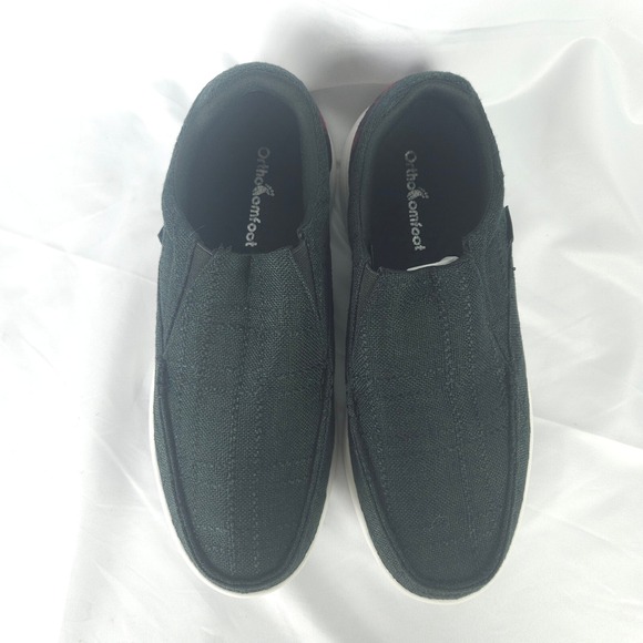 NIB Orthocomfoot Slip-On Orthotic Shoes Women US 11 Black Plaid Comfort Insoles - Picture 5 of 7